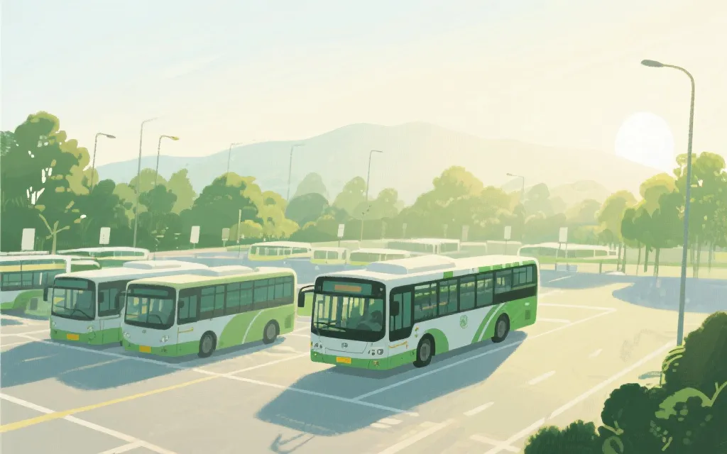 远程停车场与接驳巴士的绿色出行动线示意